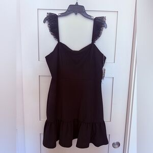 NWT Black Junior Dress with Ruffled Straps